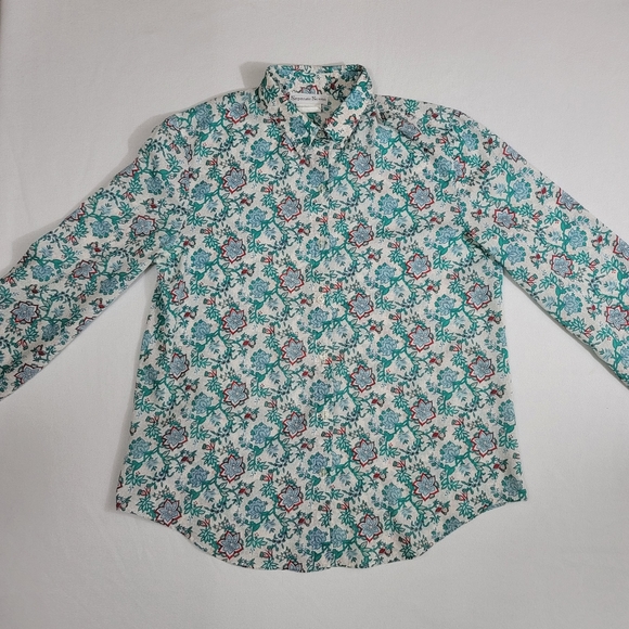 Vtg Floral Print Button Front Long Sleeve Blouse Top - Picture 5 of 12
